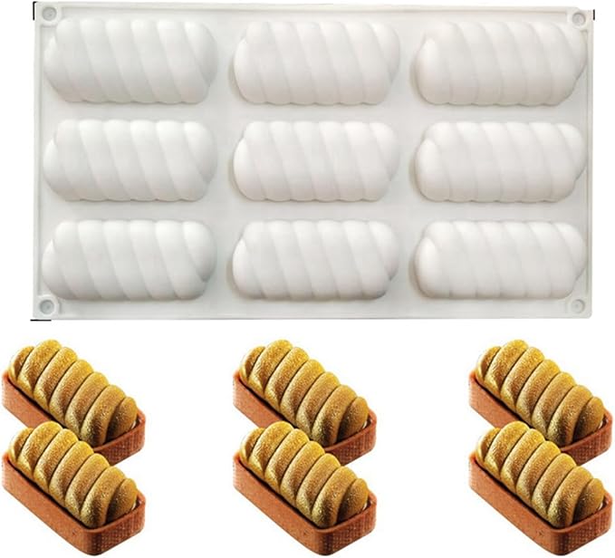 Silicone Mold for Baking Cakes,Soap Molds,Flower Shape Silicone Molds for Homemade French Dessert Mold for Pastry Chocolate,Jelly Chocolate Mold ＆ Ice Cube Tray (A_ Spiral Twist Shape)