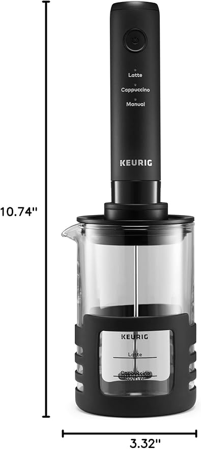 Keurig SimpleCafe Frother, Rechargeable Handheld Milk Frother for Lattes, Cappuccinos & Iced Coffee, USB Cord Included, Microwave-Safe Frothing Cup, Hot & Cold Foam Maker