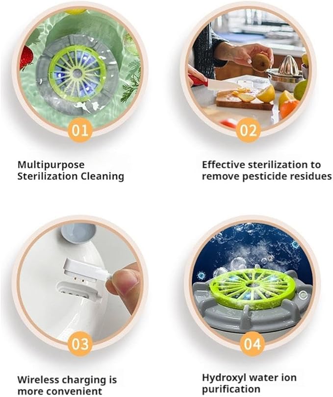 Fruit and Vegetable Washers,Portable Electric Fruit and Vegetable Washing Machine, Fruit Purifier Clean Fresh Produce in Water, Waterproof Fruit, Vegetable, Meat and Tableware Cleaner