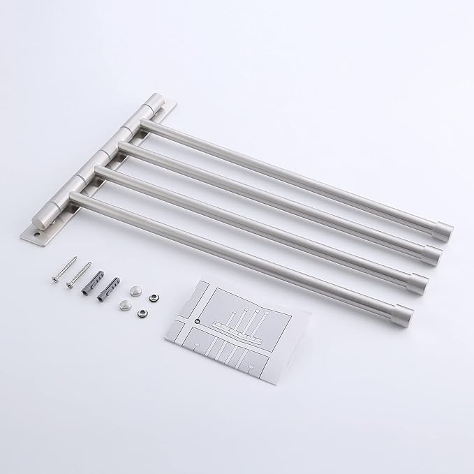 KES Bathroom Swivel Towel Rack 13.8 Inch Swing Arm Wall Mount Swing Out 4-Arm Towel Holder, SUS304 Stainless Steel Brushed Finish, A2102S4-2
