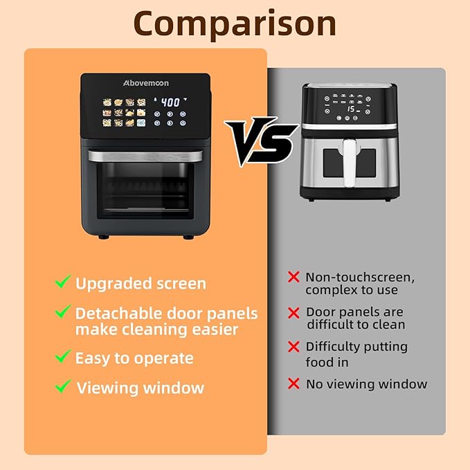 10L Large Xl Pro Air Fryer Oven With Grill Combo For Kitchen Countertop Use,12 in 1 Smart Convection Ovens,AirFryer With Glass View Window,Nonstick Basket,Fryer Liners,Removable Door-Black