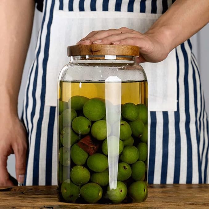 Large Glass Jars with Airtight Wooden Lid, Food Storage Glass Canister, Clear Cereal Storage Container for Flour, Sugar, Coffee Beans, Snack (67 FL OZ (2000ml))