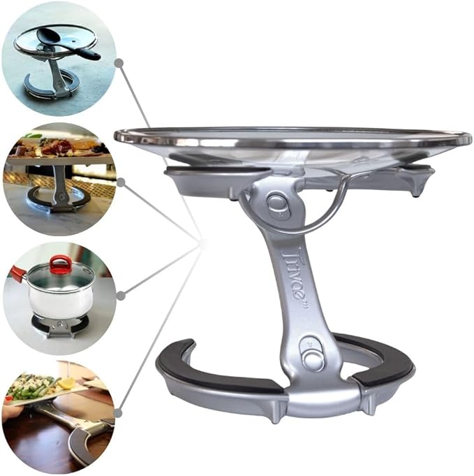Trivae Pot Lid Holder – 4-in-1 Pot Lid Holder While Cooking, Pan Lid Holder, Trivet & Cake Stand – Versatile Kitchen Tool for Hot Pots, Serving & Display – Space-Saving, Heat-Resistant Stand