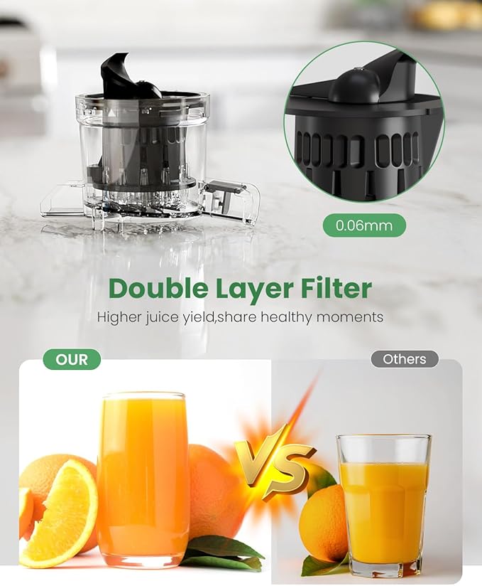 Kismile Cold Press Juicer Machine with Touch Control & 3 Modes, 4.5” Wide Feed Chute Slow Juicer for Whole Fruits & Vegetables, Stainless Steel Juicer Press, Easy to Clean, High Juice Yield for Home