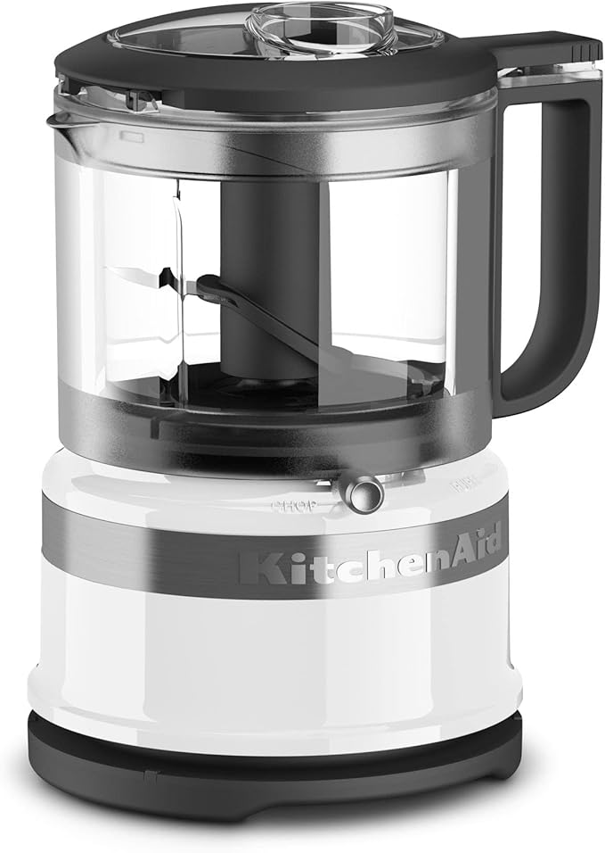 KitchenAid KFC3516WH 3.5 Cup Mini Food Processor, White & Variable Speed Corded Hand Blender, White KHBV53
