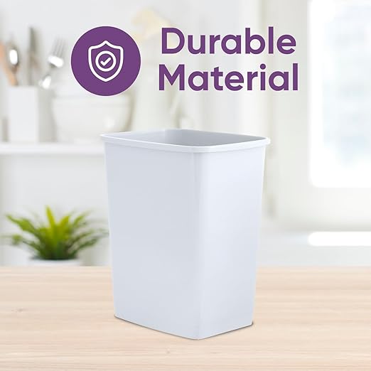Superio Small 2.5 Gallon Plastic Trash Can, Unlidded Waste Bin Only for Under Desk, Office, Bedroom, Bathroom- 10 Qt, (White)