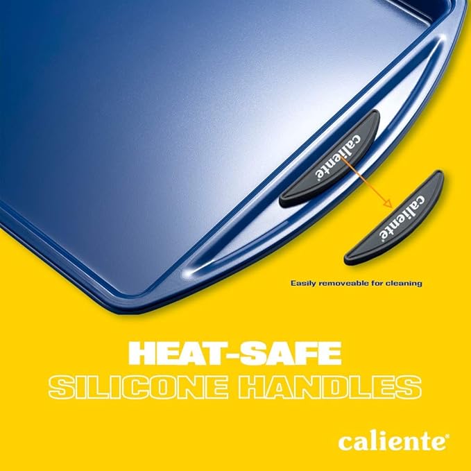 Caliente Nonstick Bakeware Set of 8 | Premium Baking Sheets, Loaf & Bread Baking Pans, Pizza, Roasting & Cake Pans | Durable Carbon Steel Baking Set | Housewarming, Wedding, Chefs & Bakers Gift