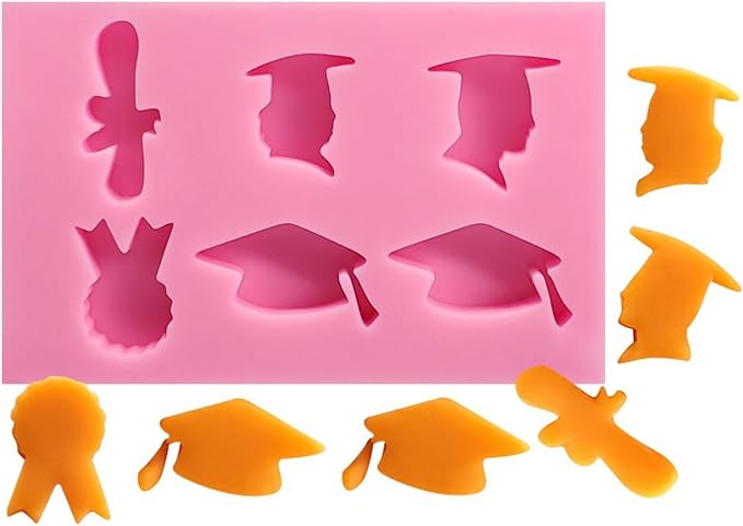 Graduation Cap Fondant Cake Decorating Silicone Mold Pastry Chocolate Candy Ice Cream Mold Baking Tool Silicone Baking Molds For Oven Cakes Shapes