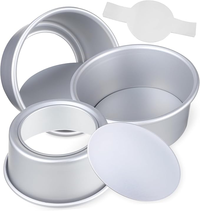 Luxshiny 1 Set Cake Molds with Parchment Liners Baking Tins Detachable Bottom for Easy Release for Cheesecakes and Mousses Healthy Design