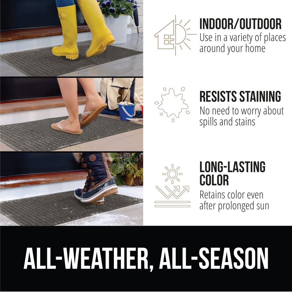 GORILLA GRIP Front Door Mat, 35x23, Indoor Outdoor Ultra Absorbent HydroAbsorb Doormat, Absorbs Up to 5.7 Cups of Water, Stain and Fade Resistant, Rubber Backing Doormats, Captures Dirt, Charcoal