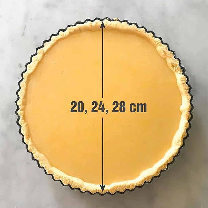 Set of 3 Deep Dish Pie Pan with Removable Bottom - Fluted Carbon Steel Tart Pan for Quiche Lorraine & Pies - Crispy Crust Baking Dish for Home Bakers - 7.87, 9.44 and 11 inches