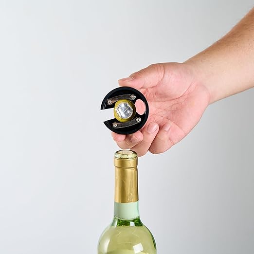Restaurantware Electric Wine Opener 1 Count 1.9 x 1.9 x 9.1 Inches Battery Operated Plastic Corkscrew With Foil Cutter Compact Black Design For Quick One-Touch Uncorking