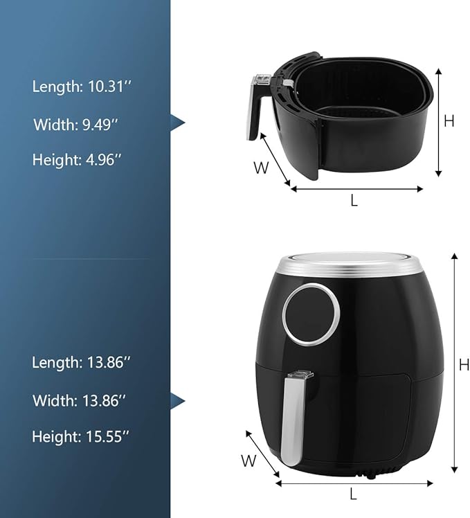 Antarctic Star Air Fryer,6 Quart (5.6 Liter) Electric Hot Air Fryers with LCD Control, Auto Shutoff & Nonstick Basket, Large Family Size with Oilless Cooker for Roasting/Baking/Grilling 1700W
