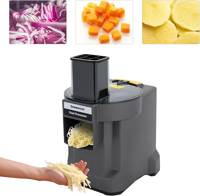 3-in-1 Commercial Vegetable Processor, Multifunctional Electric Vegetable Dicer Slicer Shredder with 3 Blades, Automatic Food Processor for Onion Shredder Potato Slicer