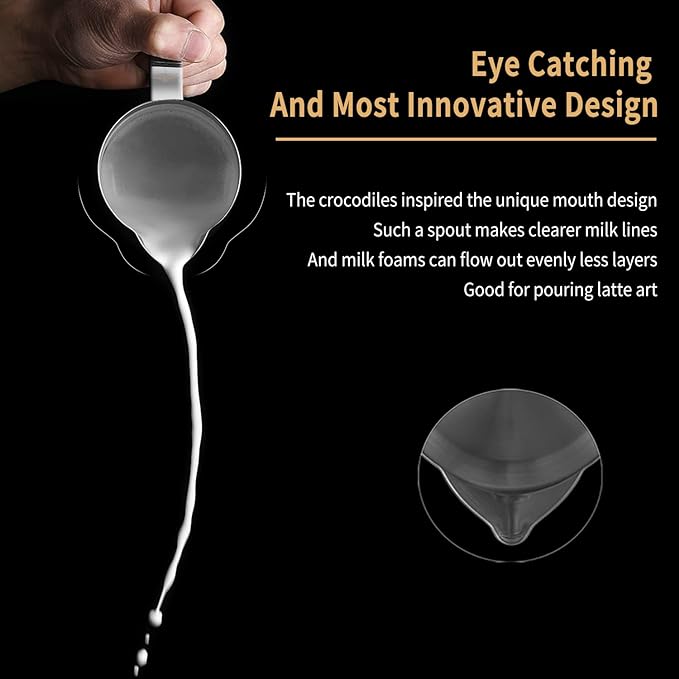 MHW-3BOMBER Espresso Steaming Pitcher Milk Frothing Pitcher Stainless Steel Milk Coffee Cappuccino Latte Art Barista Cup 16.9oz/500ml (Glossy), P5002S