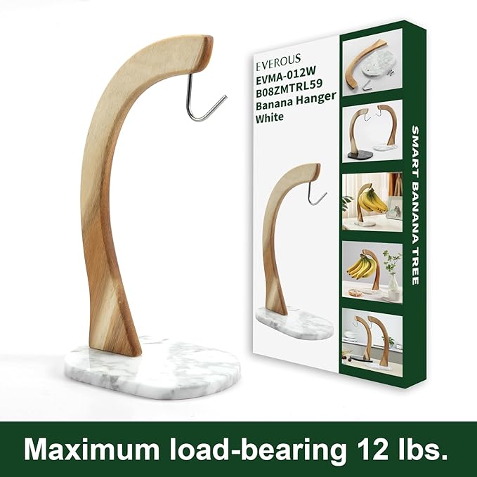 Everous Banana Hanger - Modern Banana Holder Tree Stand with Non-Slip Marble Base