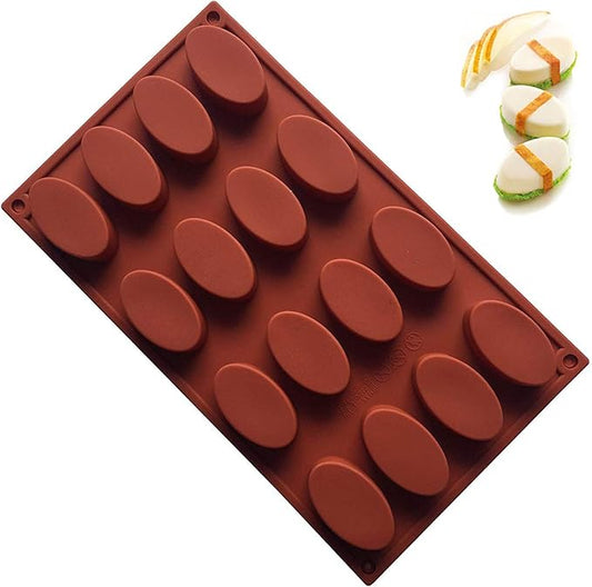Joyeee Oval Silicone Pudding Mold, Reusable Silicone DIY Mold Tins Case, Baking Cake Biscuit Cupcake Chocolate Pastry Candy Fondant Ice Cube For Wedding, New Year Party, Family Friends Festival Gift