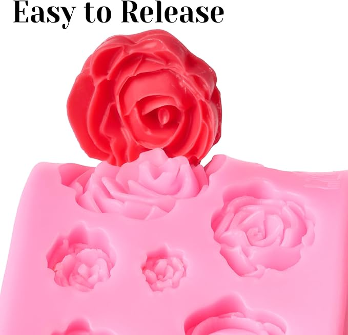 6 PCS Silicone Letter Molds, Non-Stick Number Alphabet Heart Rose Flower Fondant Molds for Chocolate, Candy, Cake Decoration, Cupcake Topper