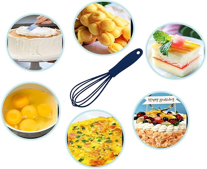 3 Pcs Premium Colorful Kitchen Mini Silicone Whisks - Mini Whisk Set Egg Beater for Stirring Cooking Baking, Tiny Silicone Balloon Wire Whisk, Milk Frother Kitchen Utensils Gadgets