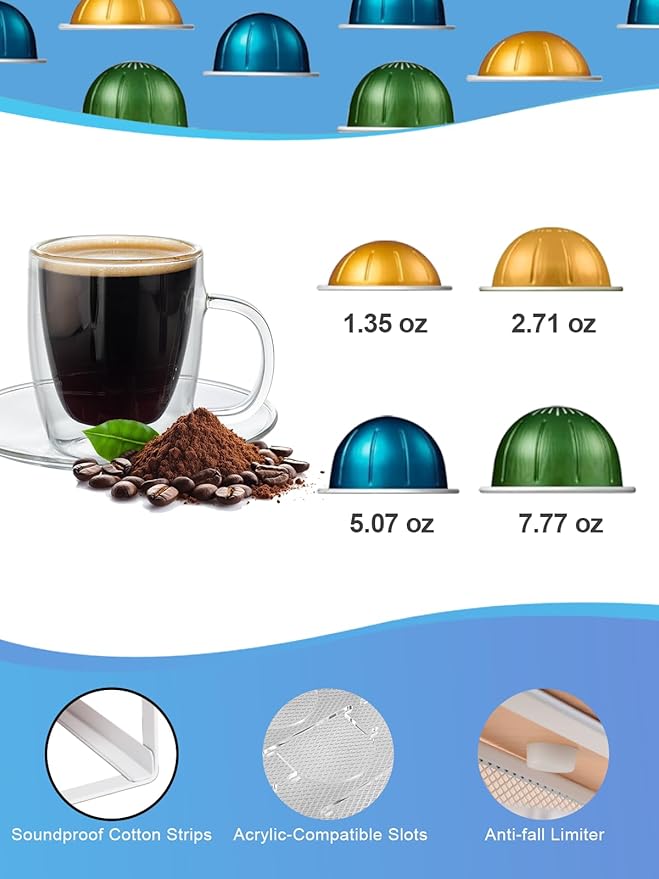 Sedegn Coffee Pod Holder Drawer Organizer Capsules Storage Organizer with Sliding Drawer Compatible For Nespresso Pods, Holds up to 56 Small or 28 Big nespresso pod Oak Color
