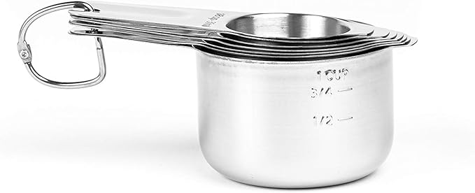 Measuring Cups and Spoons Set by Taza Kitchenware - 13 Piece Stainless Steel Metal Durable Stackable Compact Easy Scoop Cups and Spoons