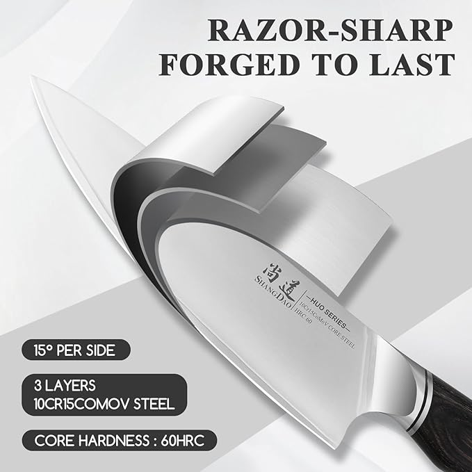 SHANGDAO Kitchen Knives Set, 5-Piece Chefs Knife Set, Professional Ultra Sharp Kitchen Knives for Cooking 3 Layers VG10 Alloy Steel Chef Knives