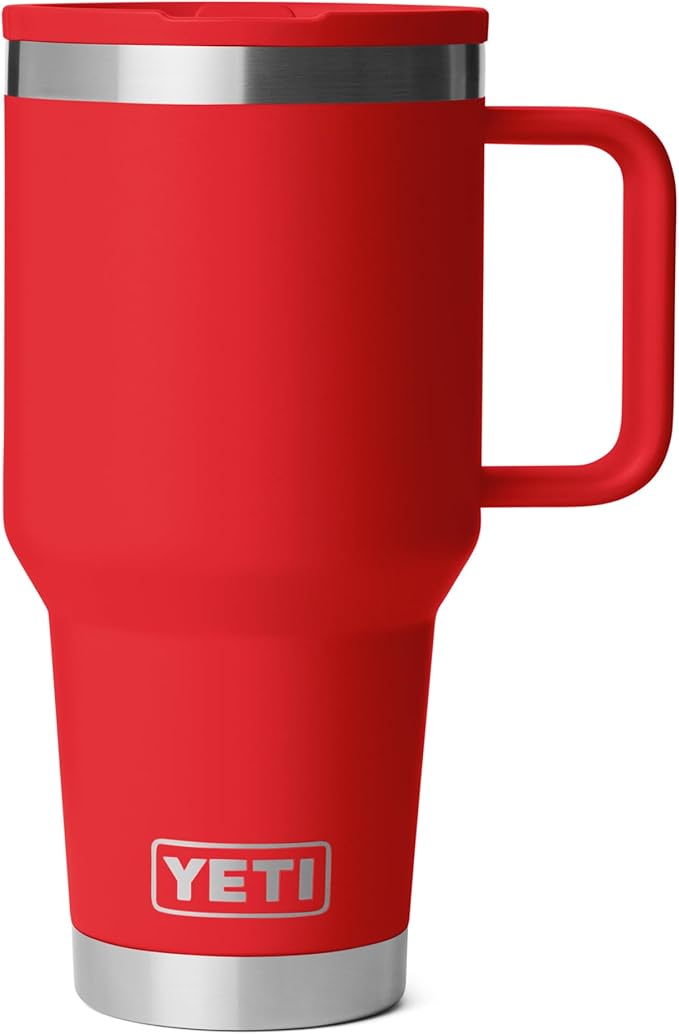 YETI Rambler 30 oz Travel Mug with Flip Straw Lid – Stainless Steel, Vacuum Insulated, Leakproof, Cup Holder Friendly