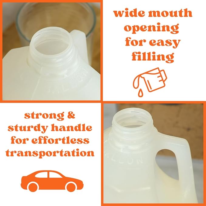 Half Gallon Milk Jugs with Tamper Evident Caps – Use Half Gallon Milk Carton as Juice Jug or 64oz Plastic Bottle