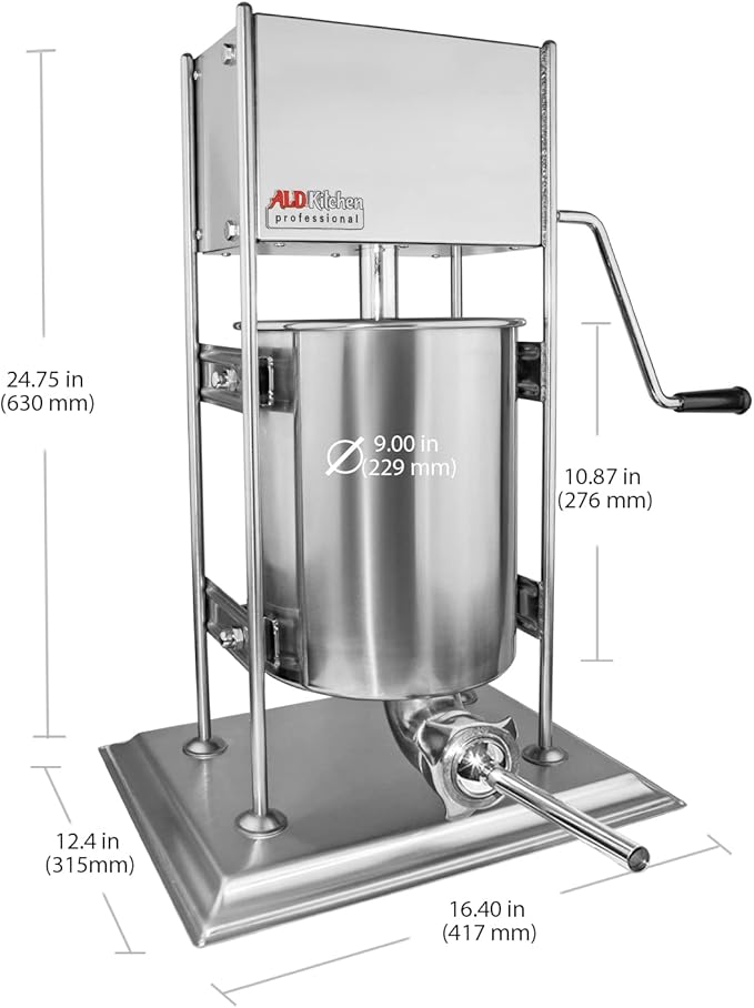 ALDKitchen Sausage Stuffer | Manual Control | 5L / 7L / 10L | Vertical Sausage Machine (10L)