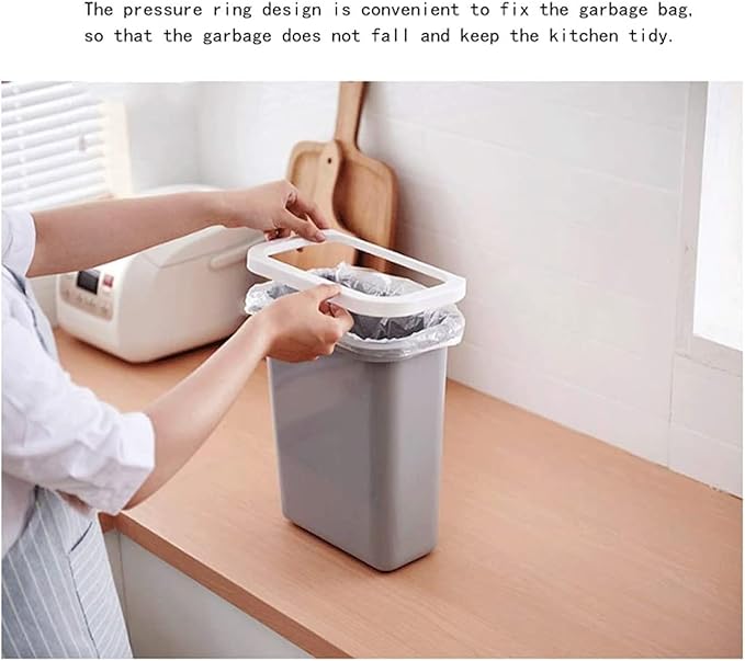 Garbage Cans Hanging Waste Bin Under Kitchen Sink,Plastic Dustbins Over Cabinet Door with Top Ring to Fix Garbage Bag Basket(Grey)