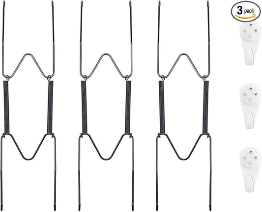 Bilillo 3 Pack Plate Hangers for The Wall, Suitable for 8''-10'' Decorative Plate,Invisible Heavy Duty Wire Plate Holder with Wall Hooks, Plate Hangers for Displaying Plates, Platter, Dish (Black)