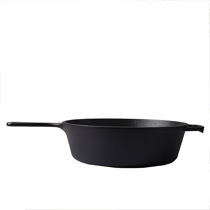 Cast Iron Skillet (EXTRA DEEP) - 10.25"-Inch with Skillet Lid, Frying Pans + Silicone Handle Holder Covers - Oven Safe Cookware - Indoor/Outdoor Use - Use on any Stovetop, Grill, Induction Safe