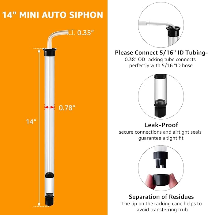 3/8" Auto Siphon Beer Bottle Siphon Pump Wine Siphon Regular Siphoning Kit Transfer Pump for Gallon Jugs, Wine, Beer, Mead, or Kombucha with 5Ft Clear Silicone Hose (2 Pcs)