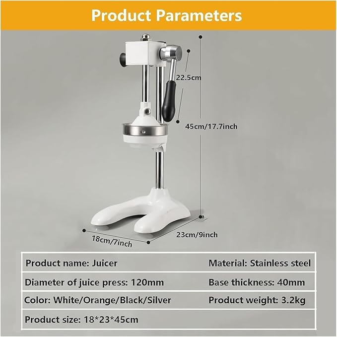 Heavy-Duty Professional Citrus Juicer, Kitchen Juice Squeezer, Easy-to-Clean, Stainless Steel