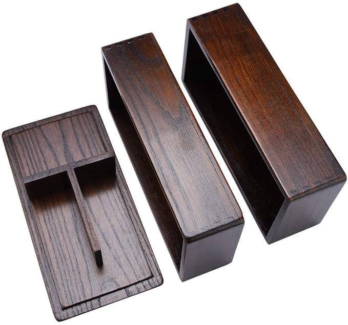 TOPINCN Lunch Box Wooden Healthy Double Layer Rectangle Food Snacks Fruit Container for Office Picnic Sushi