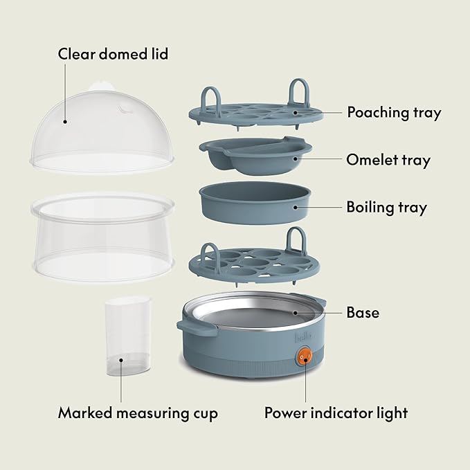 bella Electric Egg Cooker, 14 Eggs Capacity Tray, Double Stack, for Poached, Scrambled, Hard, Medium & Soft Boiled Eggs, Omelets and Steamed Dumplings, Auto Shutoff, 360 Watt, Oatmilk