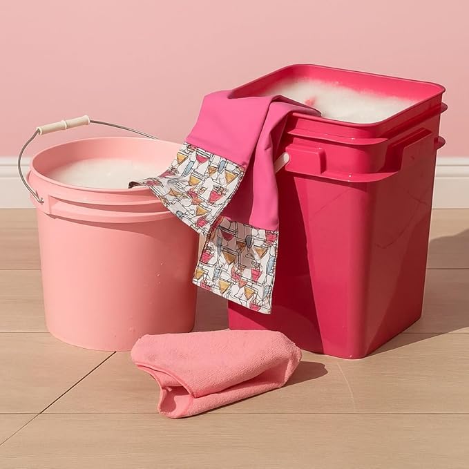 House Naturals 2 Gallon Pink Food Grade BPA Free Made in USA Bucket with Screw On White Lid - Pack of 3