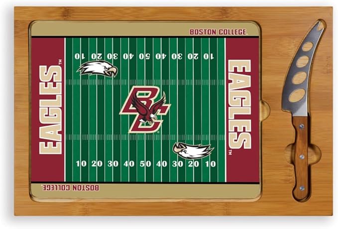 PICNIC TIME NCAA Icon Glass Top Cutting Board & Knife Set, Cheese Boards Charcuterie Boards, Serving Platter, (Parawood & Bamboo)