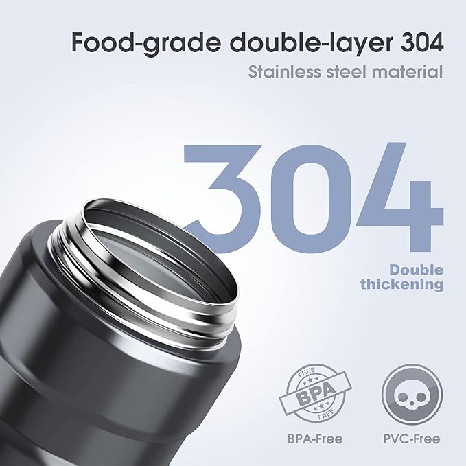 Insulated Food Jar Set – 25.4oz & 17oz Stainless Steel Containers with Folding Spoon and Carrying Bags – Leak-Proof, Keeps Food Hot or Cold for up to 12 Hours – Ideal for Work, School, Travel
