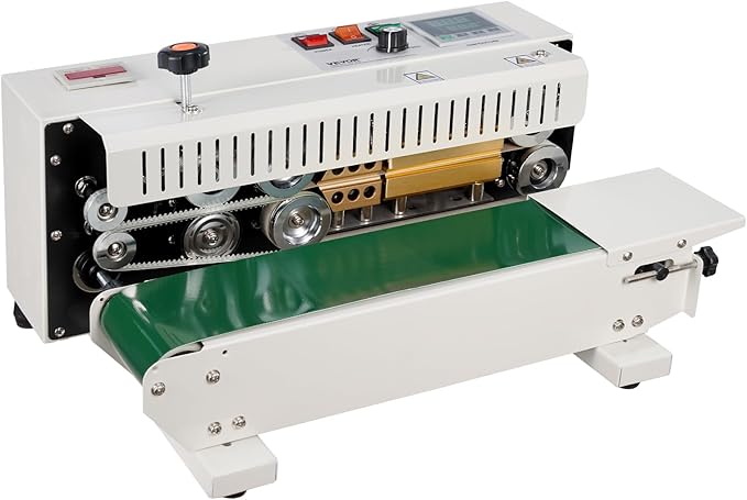 VEVOR Continuous Bag Band Sealing Machine, 0.24-0.47 in/6-12 mm Seal Width, Horizontal Band Sealer Machine with Digital Temperature Control, Bag Sealer for 0.02-0.8 mm Plastic Bags with Count Function
