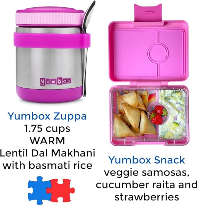 Yumbox Zuppa Leak-Proof Insulated Food Jar, 14 oz (1.75 cups), Triple Insulated Stainless Steel, Keeps Food Hot for 6 Hours, Cold for 12 Hours, Wide Mouth with Removable Utensil Band, Bijoux Purple