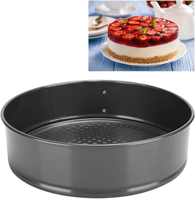 qiuqiu Nonstick Loop Removable Bottom Cake Pan, Round Shape Carbon Steel DIY Mousse Baking Mold, for Baking-22cm / 8.7in