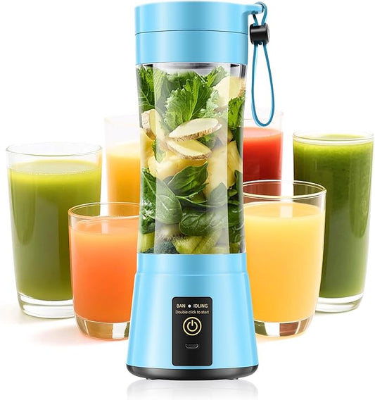 Portable Blender for Smoothies & Shakes - Cordless Personal Size Blender with 6 Blades, 380Ml Juice Cup, Lightweight & Rechargeable, Freshly Squeezed for Picnic/Sports/Office, Mother's Day