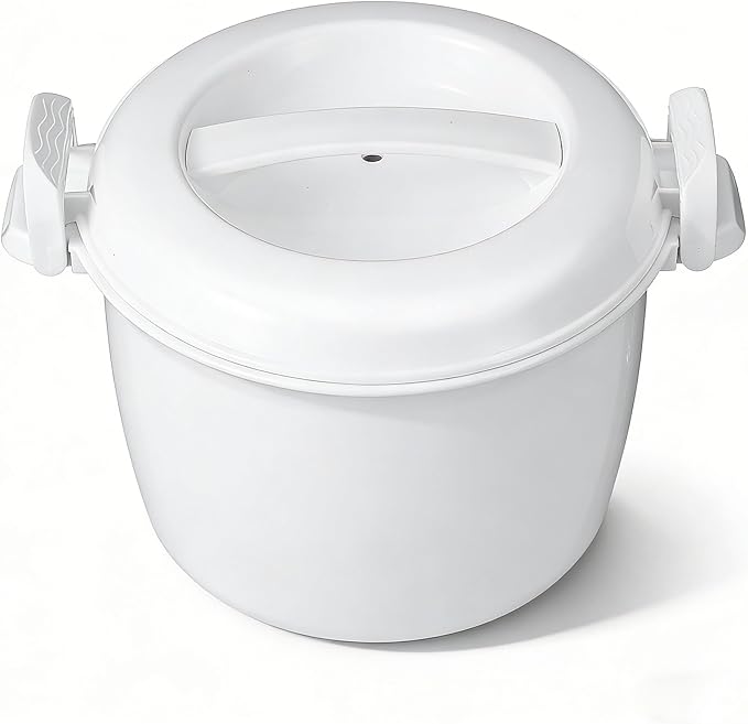 DOITOOL Microwave Rice Cooker 2 Quart, Microwave Steamer for Vegetables, 1.8L Professional Large Micro Cookware for Grains, Pasta & Potatoes - BPA Free, Dishwasher Safe