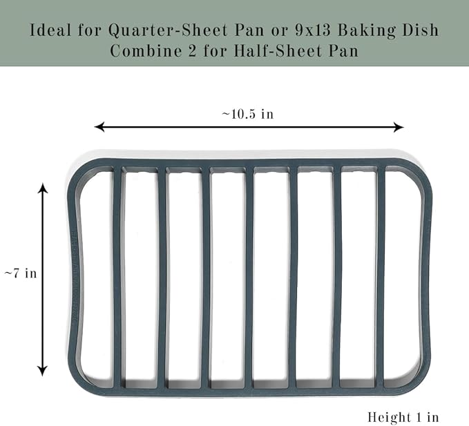 The Silicone Kitchen Silicone Roasting Rack Pan Extra Large, Dishwasher Safe, BPA Free, Non-Toxic, 7 in by 10.75 in, Navy, 2 Pack
