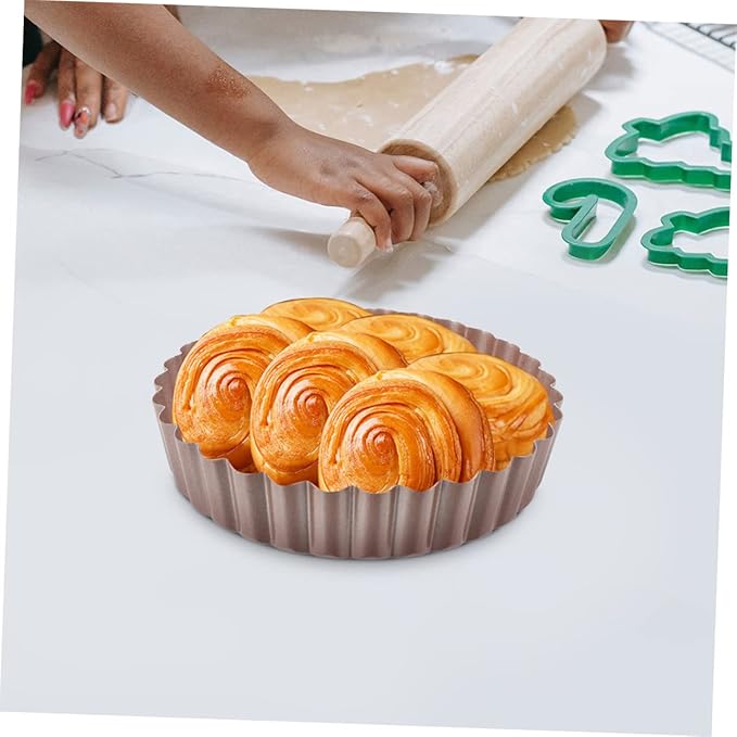2pcs Non-stick Quiche Pan with Removable Bottom Heavy Duty Tart Pans for Baking for Family Gatherings and Special Occasions Round Design