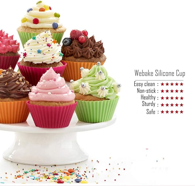 Webake Silicone Cupcake Baking Cups Muffin Liners Reusable Silicon Muffin Tin Non-stick 2-3/4 Inch Regular Size, Pack of 24