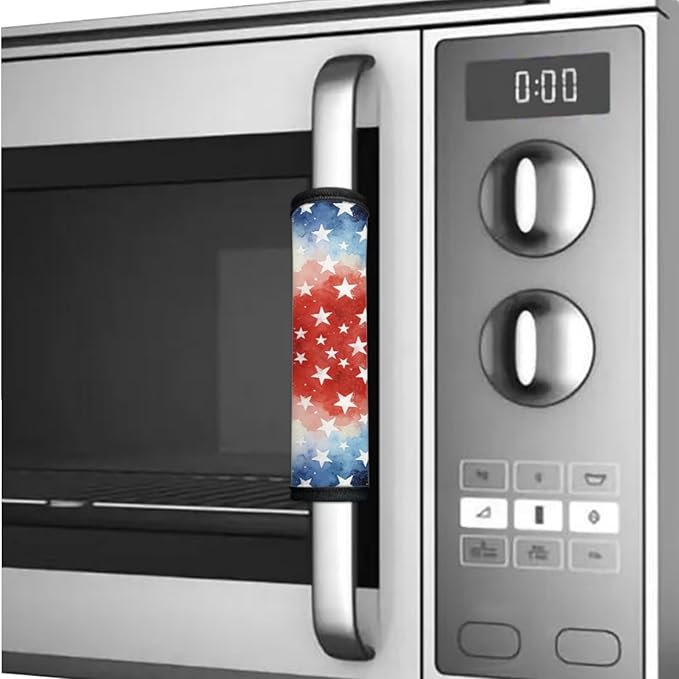 4th of July Refrigerator Door Handle Covers Set of 6 Patriotic America 250th Anniversary Decor Handles Keep Clean Anti-Slip Fridge Accessories Home Decor, USA Theme Star Pattern