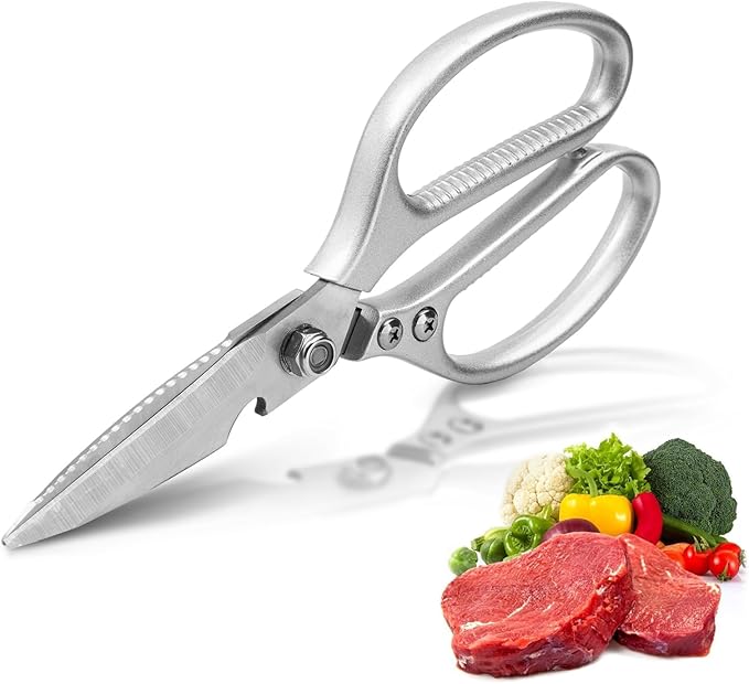 Stainless Steel Kitchen Shears Full-Steel Forged Metal Kitchen Scissors for Food (Kitchen Scissors-B)
