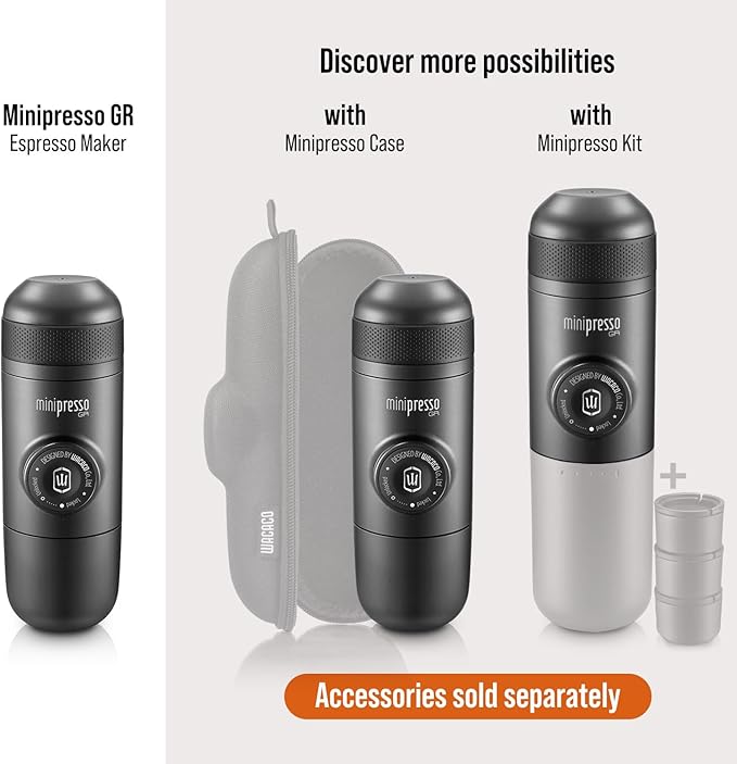 WACACO Minipresso GR, Portable Espresso Machine, Compatible Ground Coffee